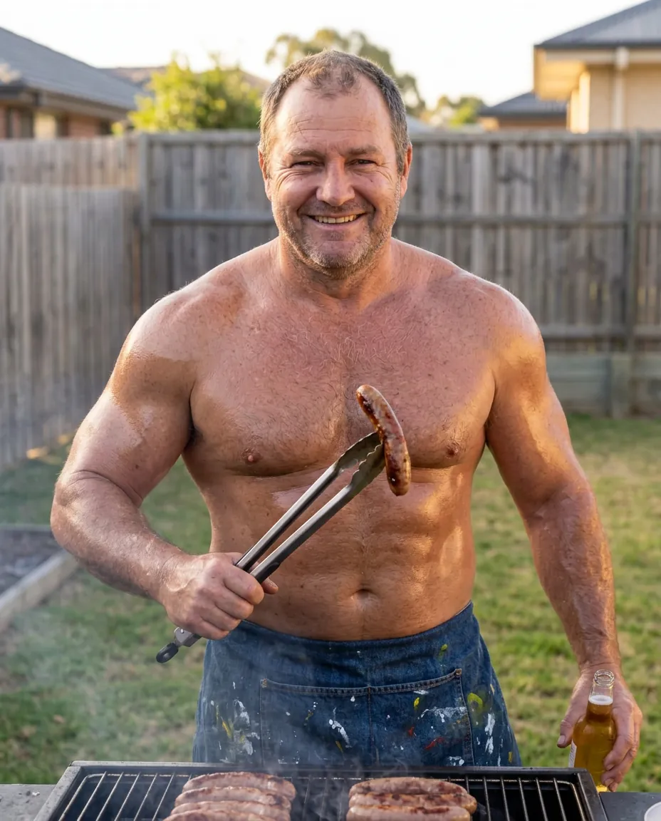 Birthday gift idea — an Aussie bloke as a backyard BBQ king on his personalised calendar